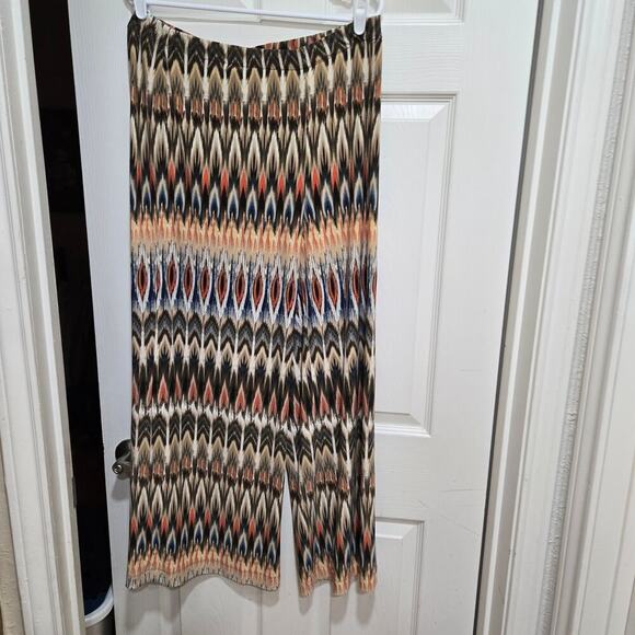 Chicos pants womens size large 2 orange blue palazzo pullon wide leg psychedelic - Picture 3 of 8